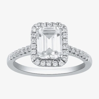 (G / I1) Womens 1 1/2 CT. T.W. Lab Grown White Diamond 10K Gold Halo Engagement Ring