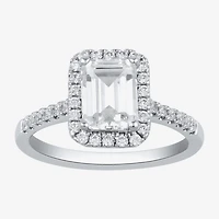 (G / I1) Womens 1 1/2 CT. T.W. Lab Grown White Diamond 10K Gold Halo Engagement Ring