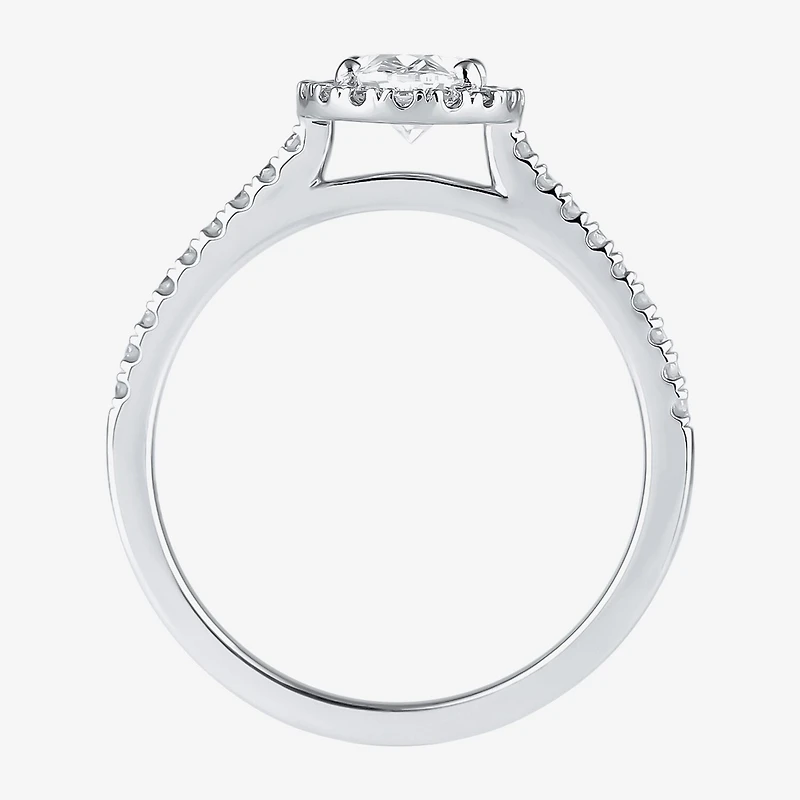 G / I1) Womens 1 1/2 CT. T.W. Lab Grown White Diamond 10K Gold Oval Halo Engagement Ring