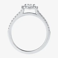 G / I1) Womens 1 1/2 CT. T.W. Lab Grown White Diamond 10K Gold Oval Halo Engagement Ring