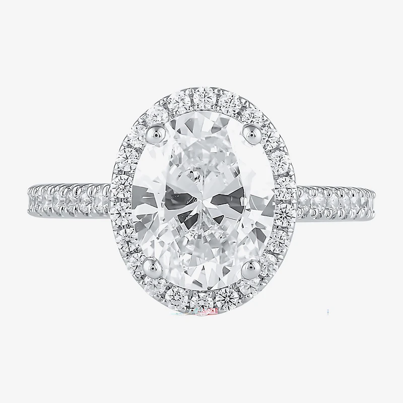 G / I1) Womens 1 1/2 CT. T.W. Lab Grown White Diamond 10K Gold Oval Halo Engagement Ring