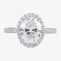 G / I1) Womens 1 1/2 CT. T.W. Lab Grown White Diamond 10K Gold Oval Halo Engagement Ring