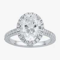 G / I1) Womens 1 1/2 CT. T.W. Lab Grown White Diamond 10K Gold Oval Halo Engagement Ring