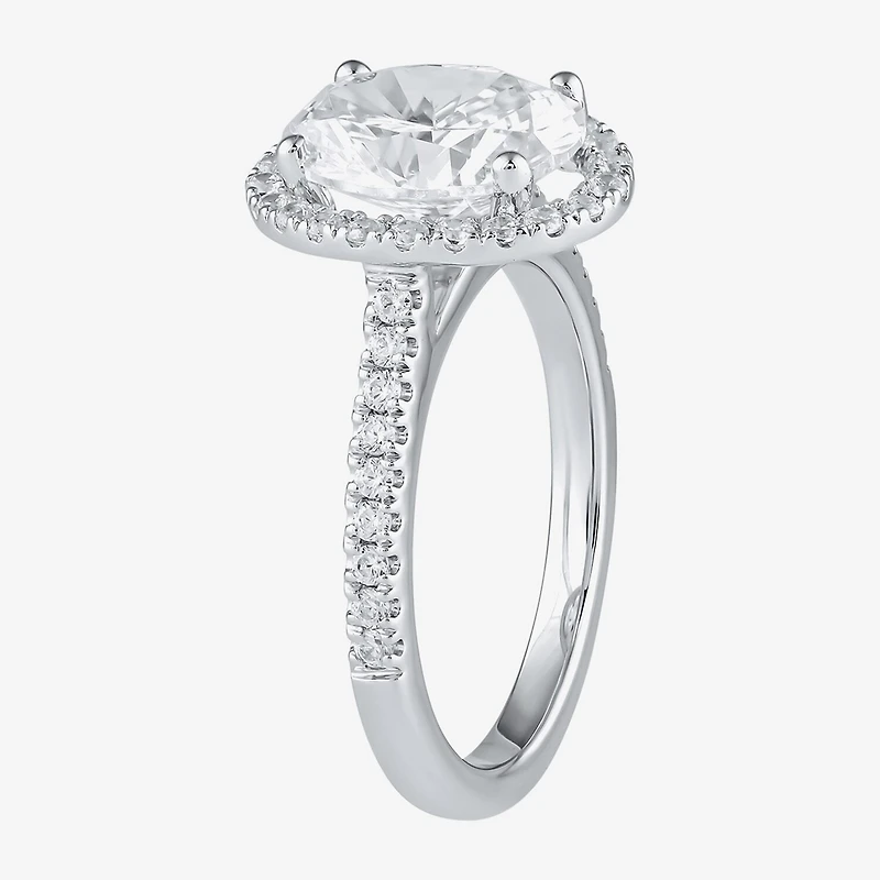 G / I1) Womens 1 1/2 CT. T.W. Lab Grown White Diamond 10K Gold Oval Halo Engagement Ring
