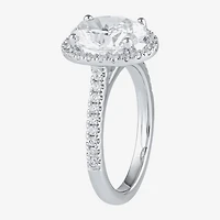 G / I1) Womens 1 1/2 CT. T.W. Lab Grown White Diamond 10K Gold Oval Halo Engagement Ring
