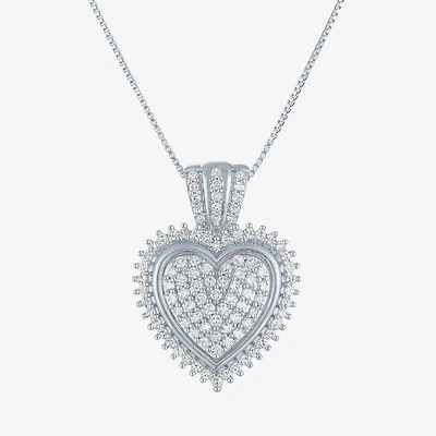 (G-H / I1-I2) Womens 5/8 CT. T.W. Lab Grown White Diamond Sterling Silver Heart 18 Inch Pendant Necklace