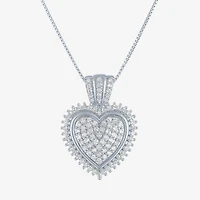 (G-H / I1-I2) Womens 5/8 CT. T.W. Lab Grown White Diamond Sterling Silver Heart 18 Inch Pendant Necklace