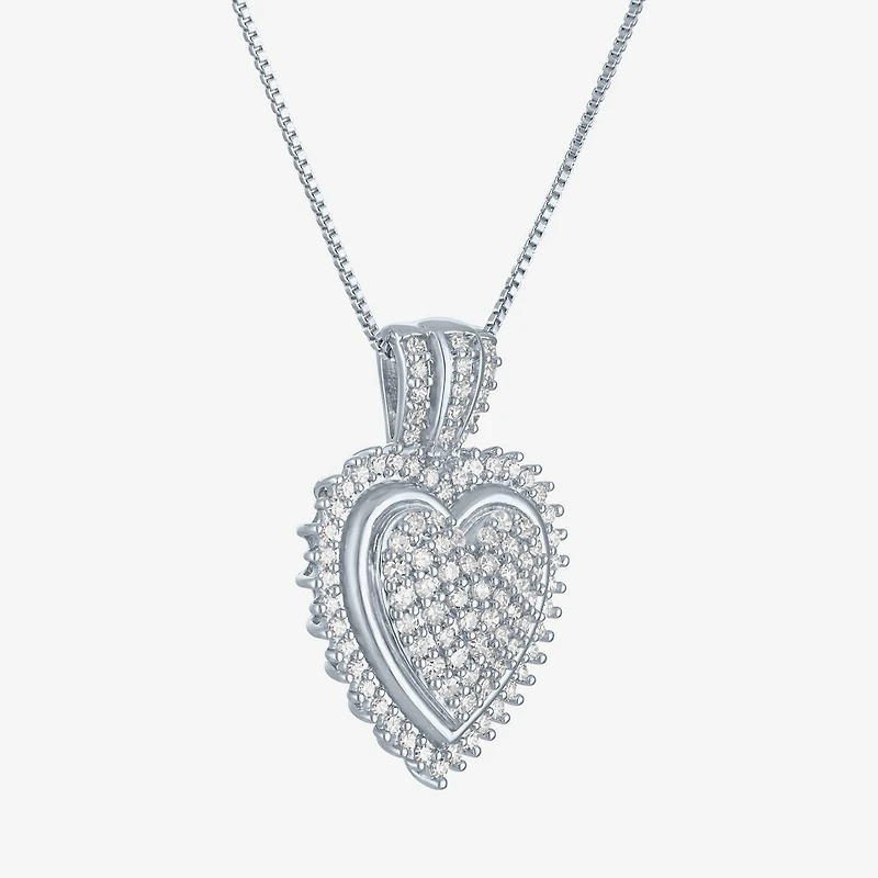 (G-H / I1-I2) Womens 5/8 CT. T.W. Lab Grown White Diamond Sterling Silver Heart 18 Inch Pendant Necklace