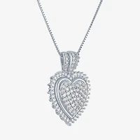 (G-H / I1-I2) Womens 5/8 CT. T.W. Lab Grown White Diamond Sterling Silver Heart 18 Inch Pendant Necklace
