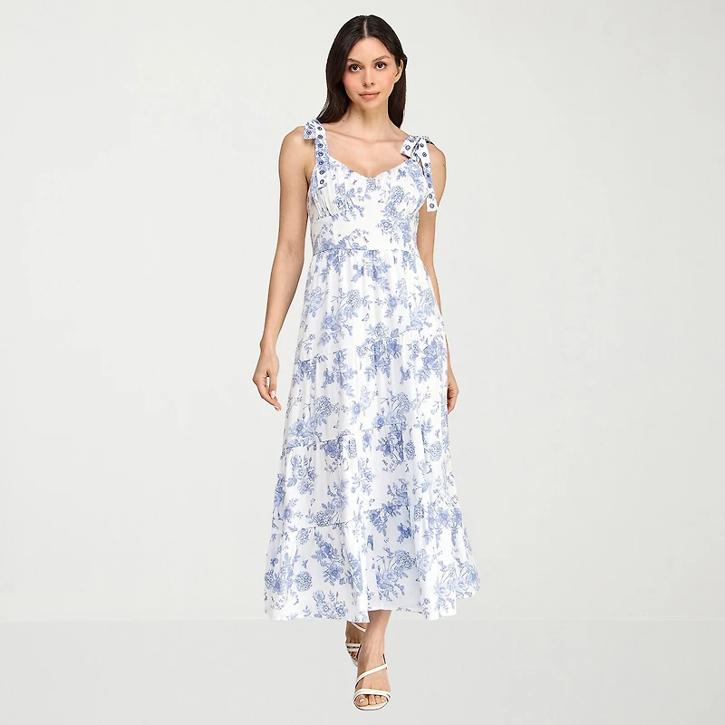 Trixxi Womens Juniors Sweetheart Neck Sleeveless Floral A-Line Dress