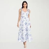 Trixxi Womens Juniors Sweetheart Neck Sleeveless Floral A-Line Dress