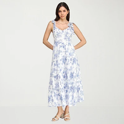 Trixxi Womens Juniors Sweetheart Neck Sleeveless Floral A-Line Dress