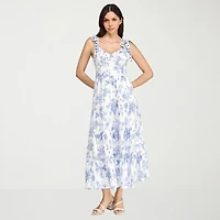 Trixxi Womens Juniors Sweetheart Neck Sleeveless Floral A-Line Dress