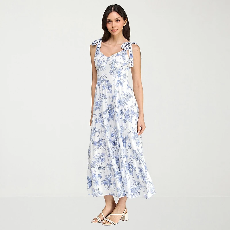 Trixxi Womens Juniors Sweetheart Neck Sleeveless Floral A-Line Dress