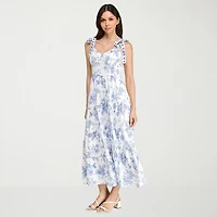 Trixxi Womens Juniors Sweetheart Neck Sleeveless Floral A-Line Dress