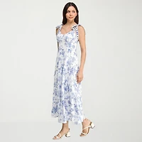 Trixxi Womens Juniors Sweetheart Neck Sleeveless Floral A-Line Dress