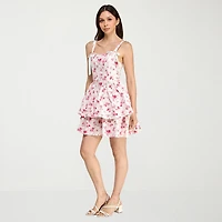 Trixxi Womens Juniors Square Neck Sleeveless Floral Fit + Flare Dress