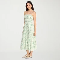 Trixxi Womens Juniors Midi Square Neck Sleeveless Floral A-Line Dress