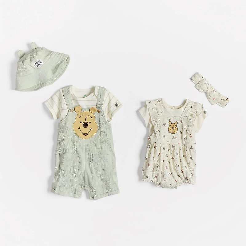 Baby Girls 3-pc. Winnie The Pooh Shortall Set