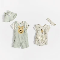 Baby Girls 3-pc. Winnie The Pooh Shortall Set