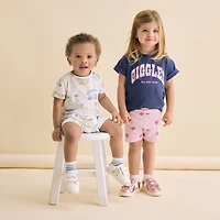 Okie Dokie Toddler & Little Girls Round Neck Short Sleeve Relaxed Fit Graphic T-Shirt