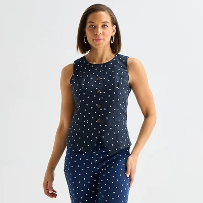 Liz Claiborne Womens Round Neck Sleeveless Vest