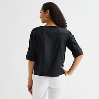 Liz Claiborne Womens Boat Neck 3/4 Sleeve Blouse