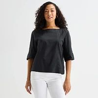 Liz Claiborne Womens Boat Neck 3/4 Sleeve Blouse