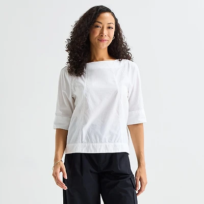 Liz Claiborne Womens Boat Neck 3/4 Sleeve Blouse