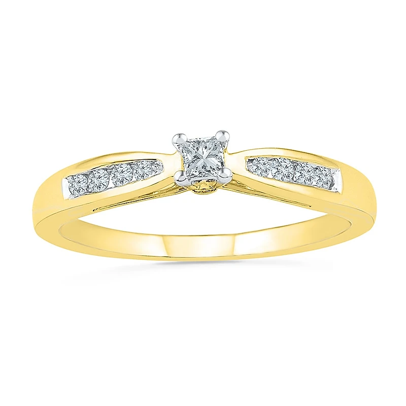 Promise My Love Womens 1/5 CT. Natural White Diamond 10K Gold Side Stone Ring