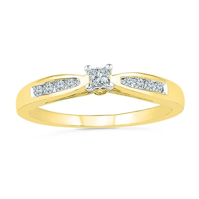 Promise My Love Womens 1/5 CT. Natural White Diamond 10K Gold Side Stone Ring