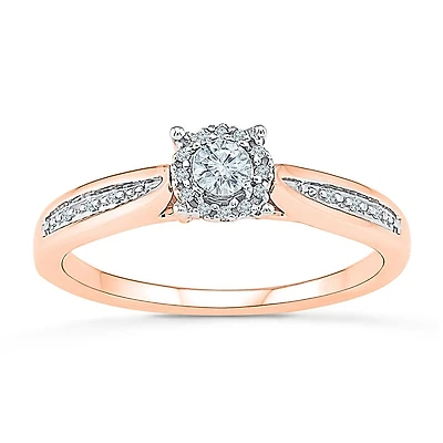 Promise My Love Womens Diamond Accent Natural White 10K Gold Round Halo Ring
