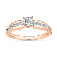 Promise My Love Womens 1/ CT. T.W. Natural White Diamond 10K Gold Round Side Stone Halo Ring