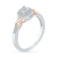 Promise My Love Womens 1/6 CT. T.W. Natural White Diamond 10K Rose Gold Over Silver Round Ring