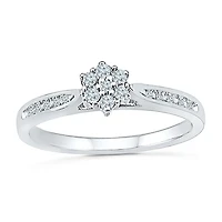 Womens 1/6 CT. T.W. Natural White Diamond 10K Gold Round Side Stone Promise Ring