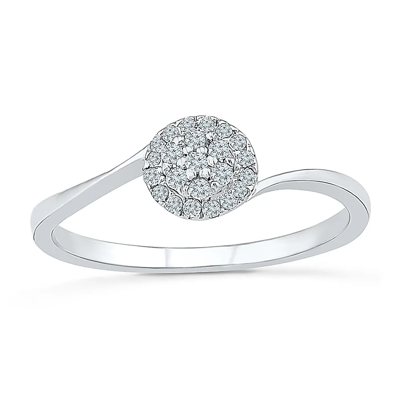 Promise My Love Womens 1/8 CT. T.W. Natural White Diamond Sterling Silver Round Halo Ring