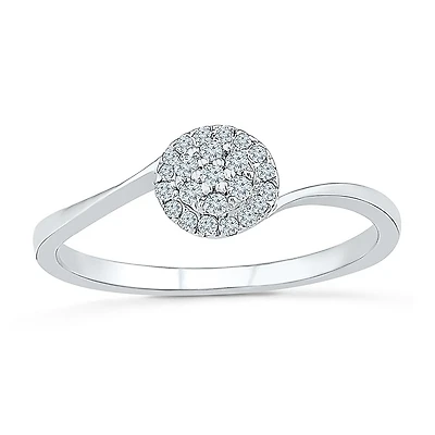Promise My Love Womens 1/ CT. T.W. Natural Diamond Sterling Silver Round Halo Ring