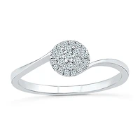 Promise My Love Womens 1/8 CT. T.W. Natural White Diamond Sterling Silver Round Halo Ring