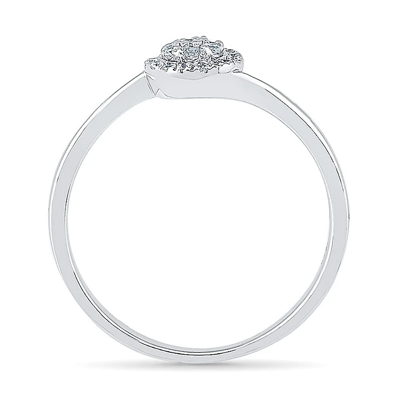Promise My Love Womens 1/8 CT. T.W. Natural White Diamond Sterling Silver Round Halo Ring