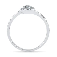 Promise My Love Womens 1/8 CT. T.W. Natural White Diamond Sterling Silver Round Halo Ring