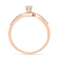 Promise My Love Womens 1/ CT. T.W. Natural White Diamond 10K Gold Round Side Stone Ring