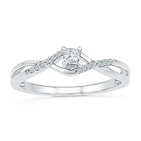 Promise My Love Womens 1/6 CT. T.W. Natural White Diamond 10K Gold Crossover Ring
