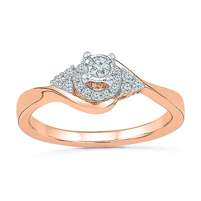 Promise My Love Womens 1/5 CT. Natural White Diamond 10K Gold Round Ring