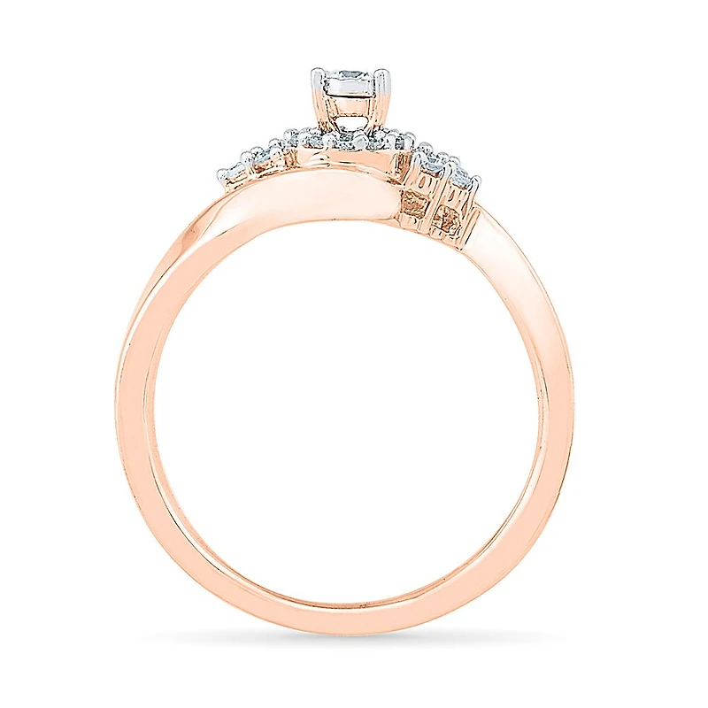 Promise My Love Womens 1/5 CT. Natural White Diamond 10K Gold Round Ring