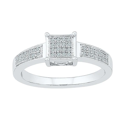 Womens 1/6 CT. T.W. Natural White Diamond Sterling Silver Side Stone Promise Ring