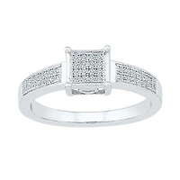 Womens 1/6 CT. T.W. Natural White Diamond Sterling Silver Side Stone Promise Ring