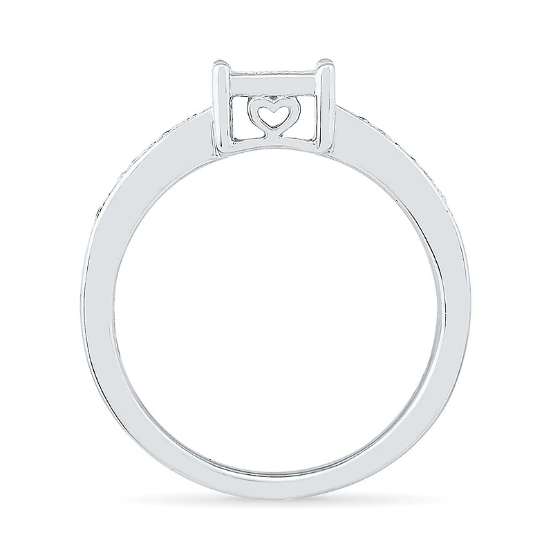 Womens 1/6 CT. T.W. Natural White Diamond Sterling Silver Side Stone Promise Ring
