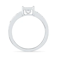 Womens 1/6 CT. T.W. Natural White Diamond Sterling Silver Side Stone Promise Ring