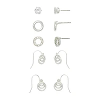 Mixit Womens Cubic Zirconia Round 5 Pair Earring Set