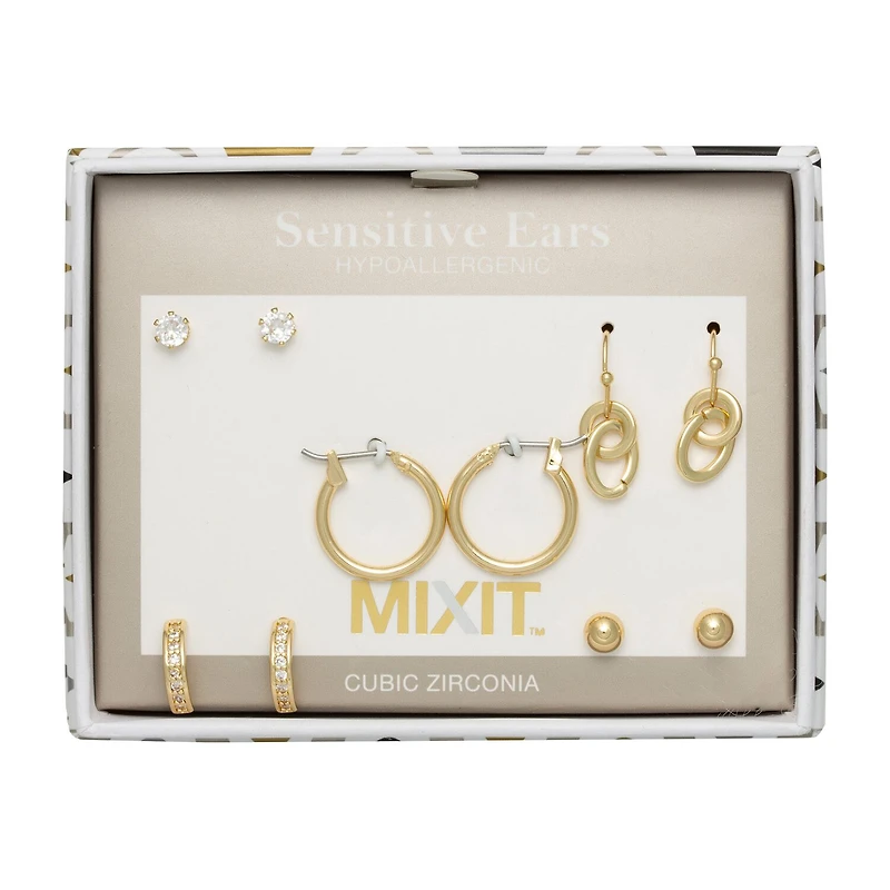 Mixit Womens 5 Pair Earring Set